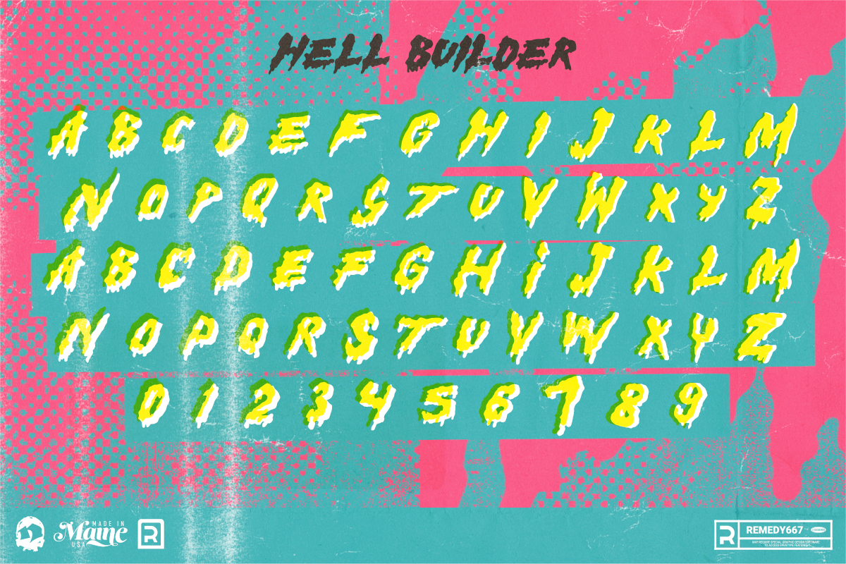 Hell Builder - 90's Teen Horror Font - Alphabet