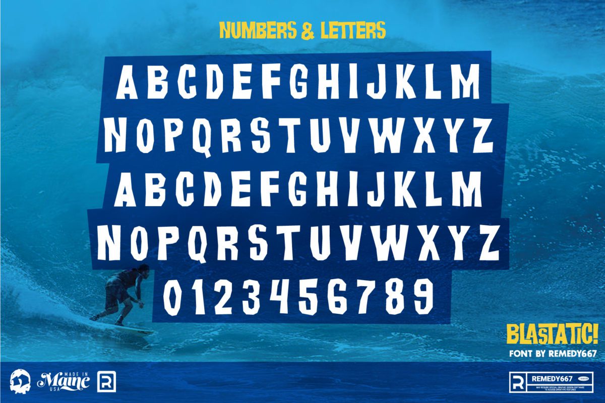 Letters & Numbers from the Blastatic! Font by Remedy667