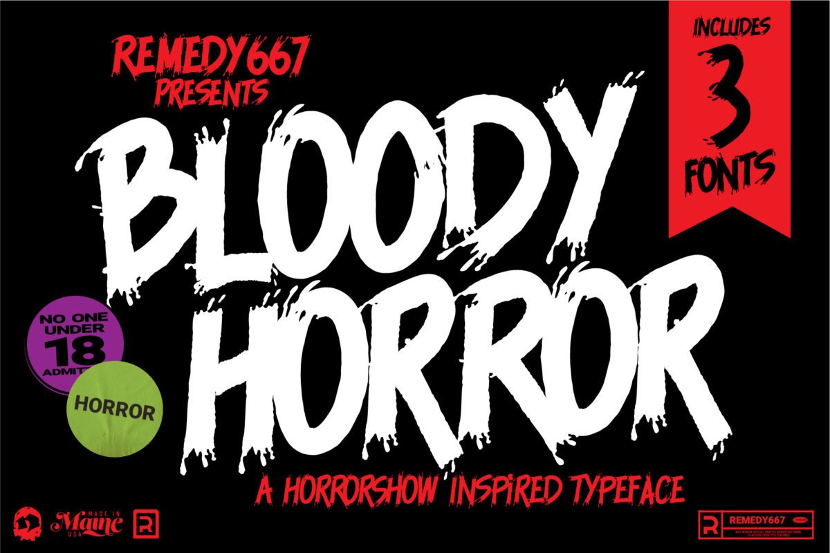 Remedy667 Bloody Horror A Horrorshow Inspired Typeface Includes 3 Fonts