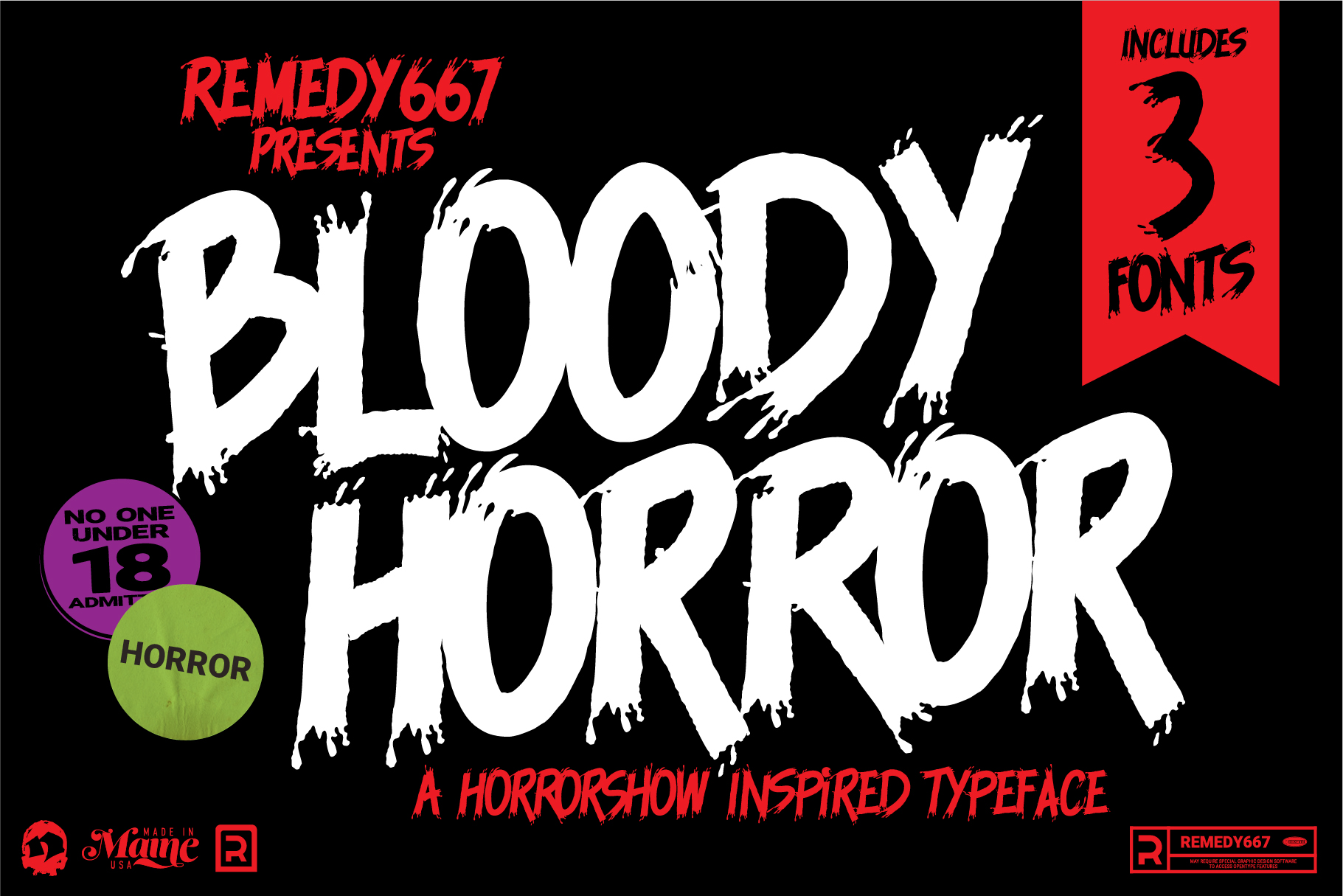 Remedy667 Bloody Horror A Horrorshow Inspired Typeface Includes 3 Fonts