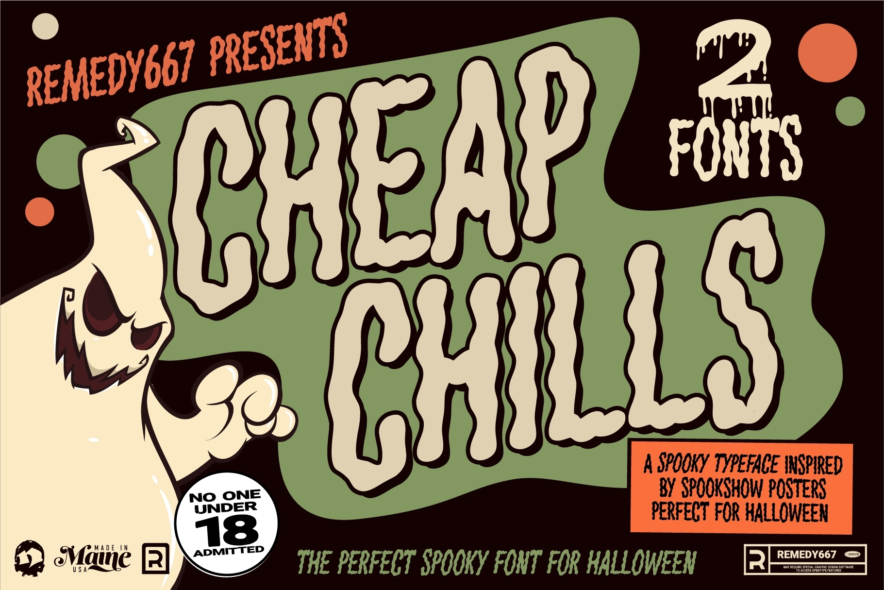 Remedy667 Cheap Chills Perfect Spooky Font for Halloween inspired by Spookshow Posters