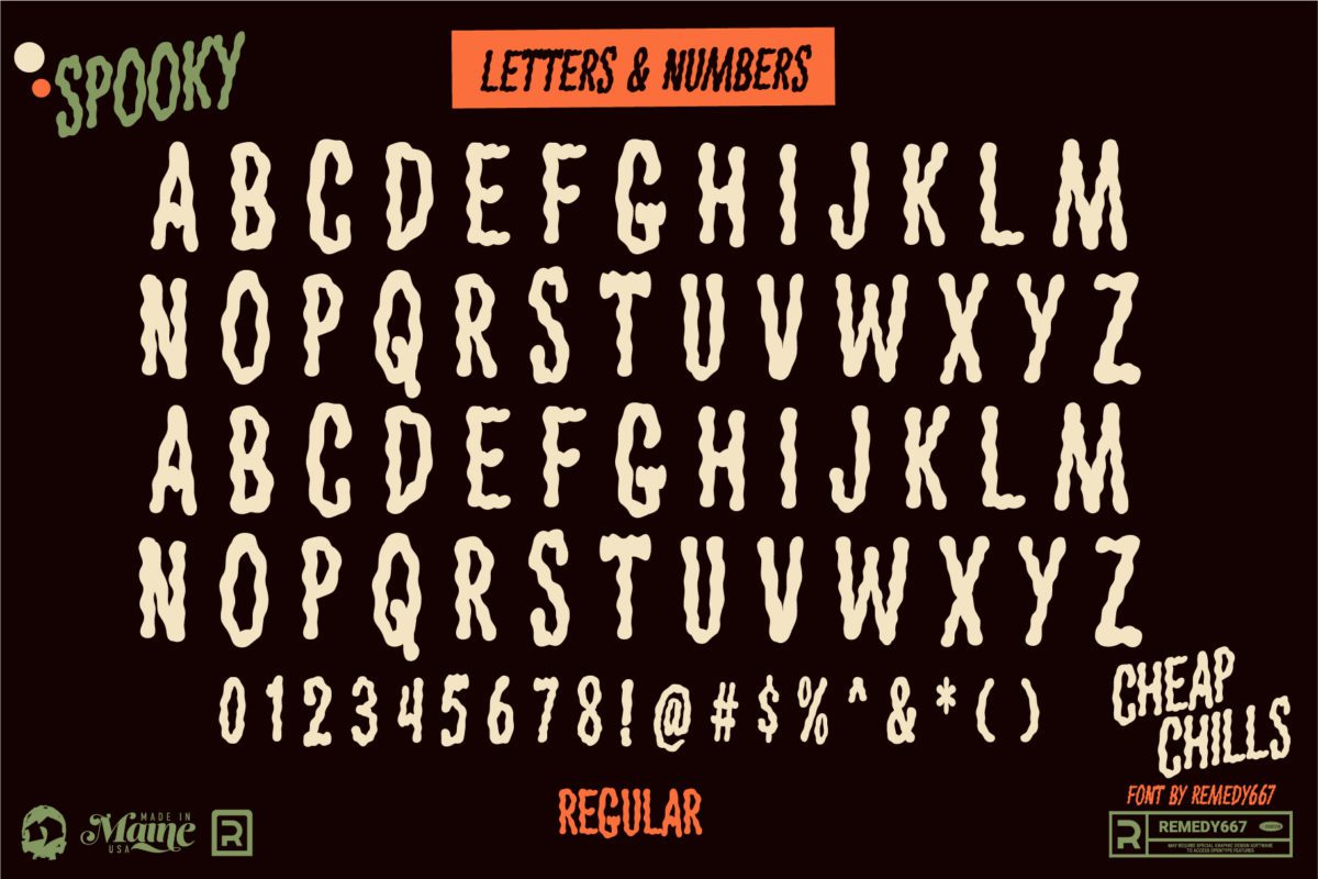 Remedy667 Cheap Chills Perfect Spooky Font for Halloween Letters, Numbers & More Regular