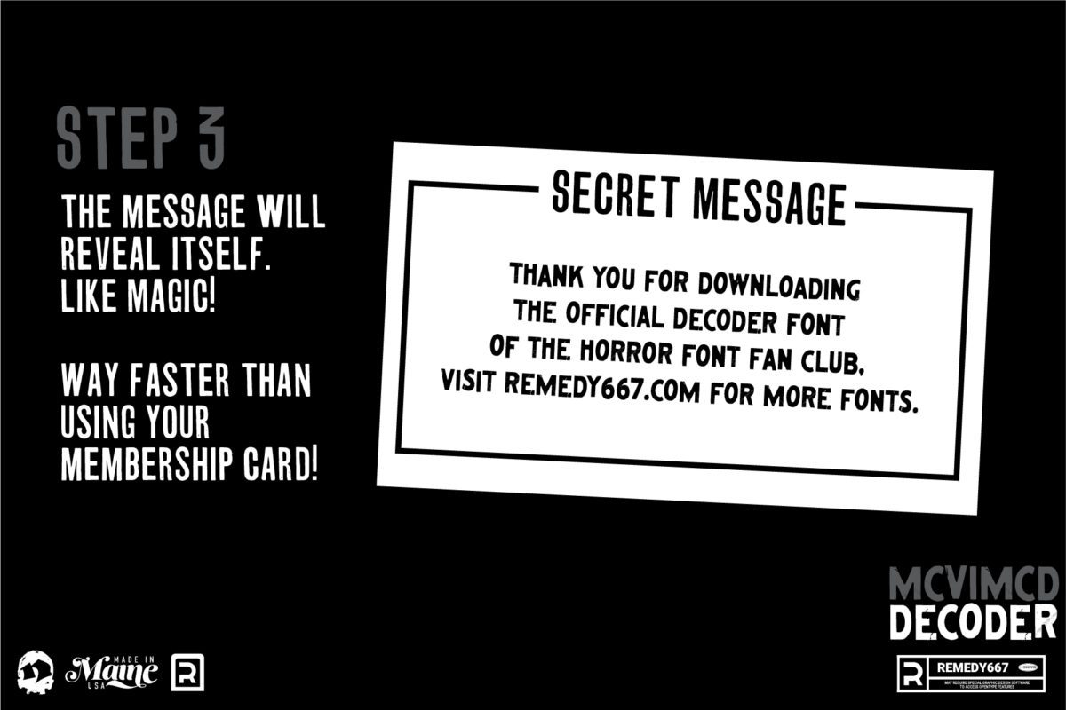 Decoder - Horror Font Fanclub Secret Message Decoding Font by Remedy667
