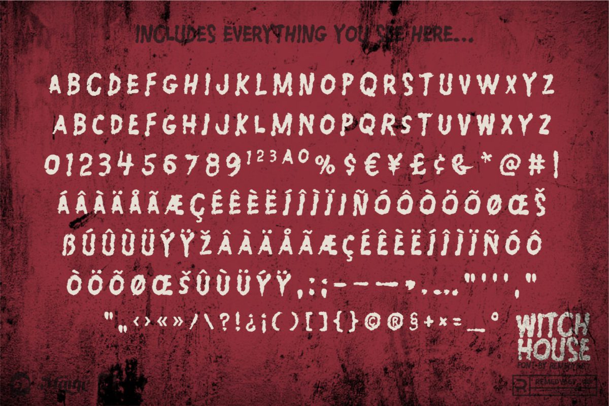 Remedy667 Witch House Horror Font Letters, Numbers & More