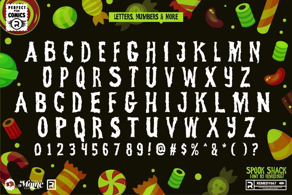 Remedy667 Spook Shack Horror Font Letters, Numbers & More