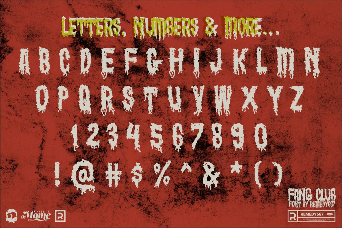 Remedy667 Fang Club An Evil Organic Horror Font Poster Letters, Numbers & More