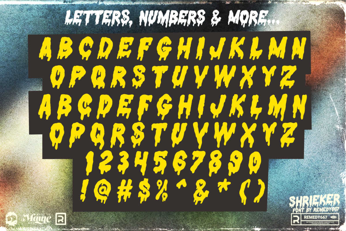 Remedy667 Shrieker Font Poster Letters, Numbers & More