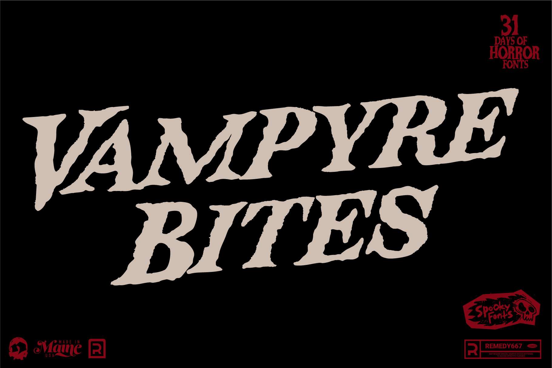 Remedy667 Vampyre Bites Font Poster Classic Horror Font