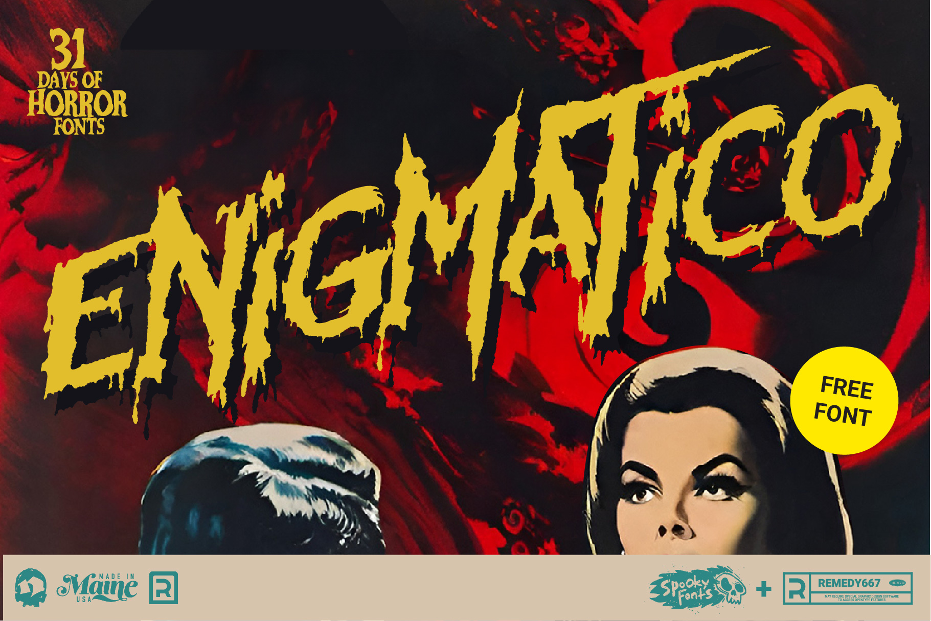 Remedy667 Enigmatico Font Poster Classic Horror Font