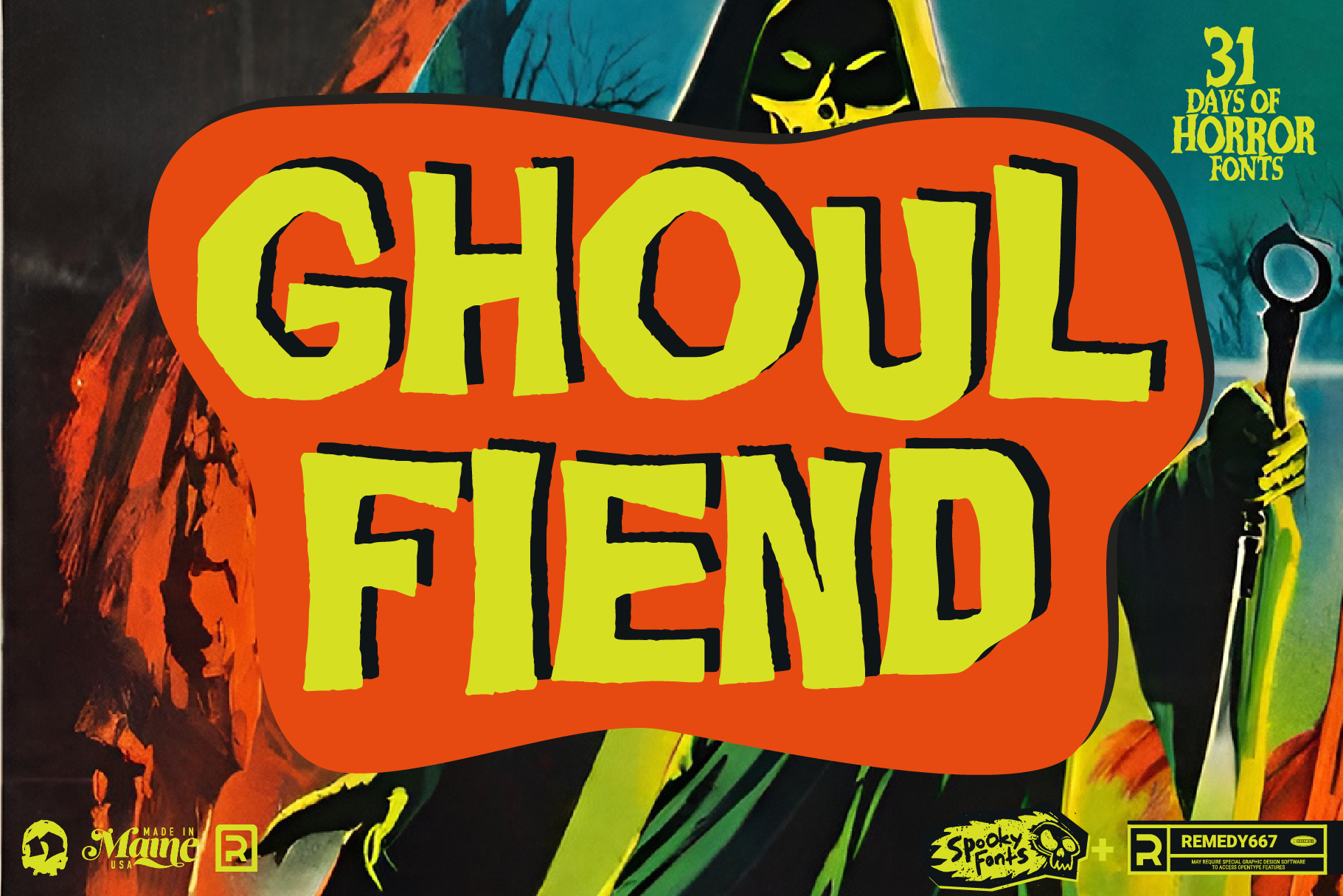 Remedy667 Ghoul Fiend Font Poster Classic Horror Font