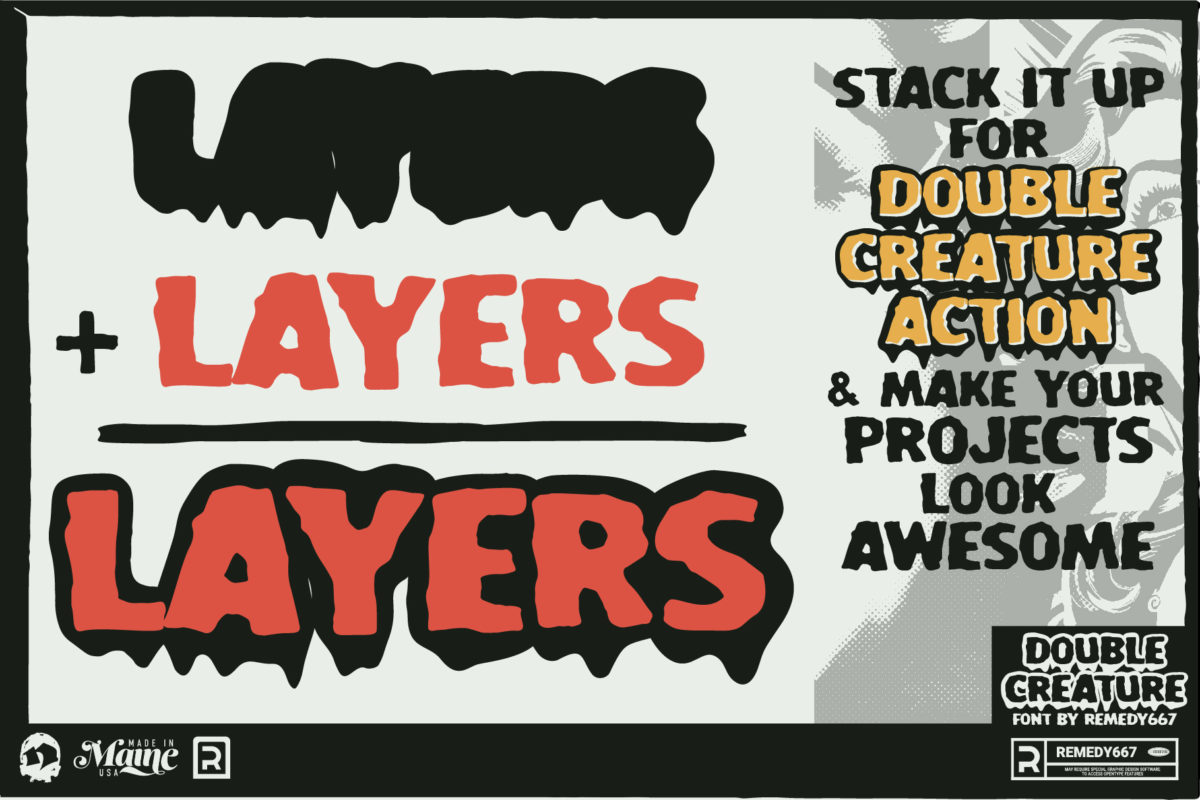 Remedy667 Double Creature Font Poster Layers: "Stack it up for Double Creature Action & Make Your Projects Look Awesome"