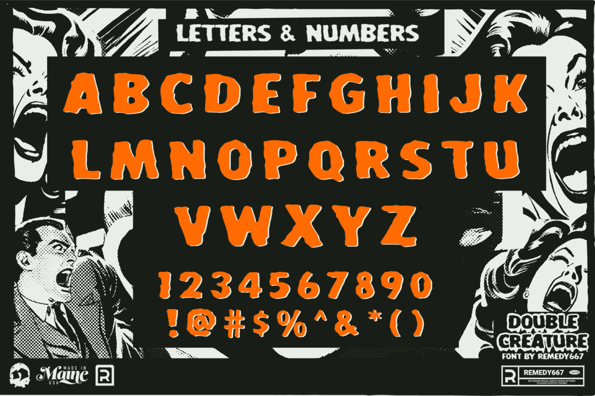 Remedy667 Double Creature Font Poster Letters, Numbers and More