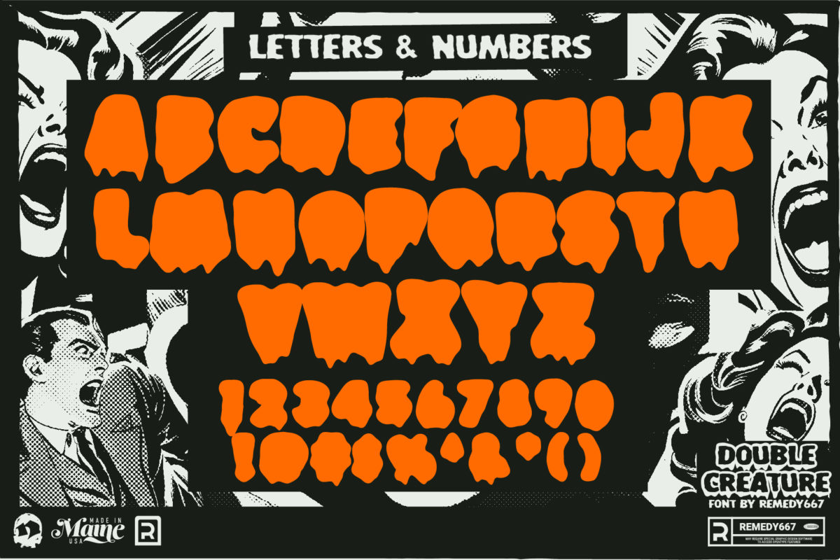 Remedy667 Double Creature Font Poster Letters, Numbers and More