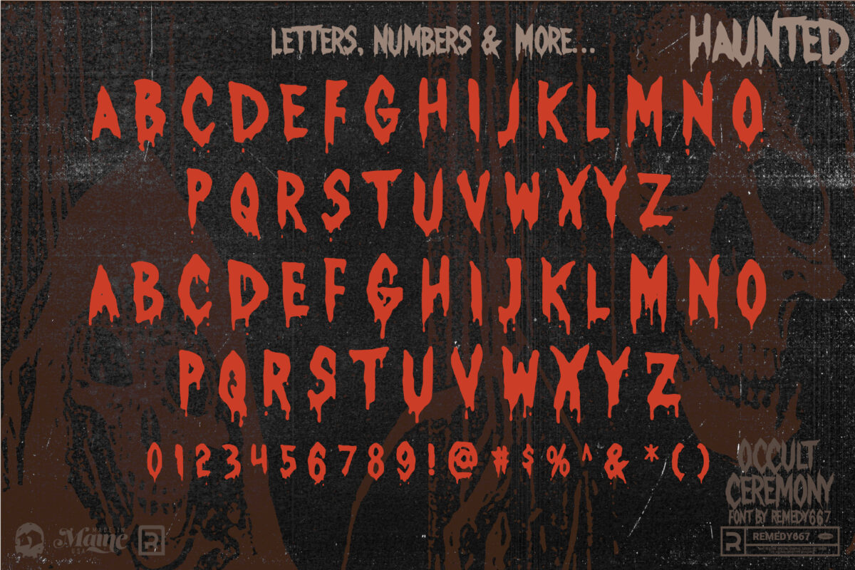 Occult Ceremony - Drippy Horror Font From Remedy667
