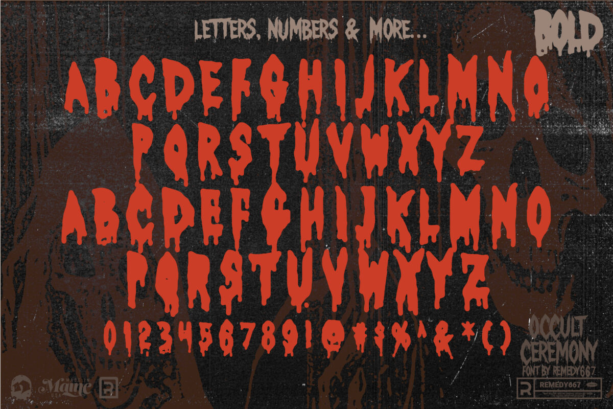 Occult Ceremony - Drippy Horror Font From Remedy667