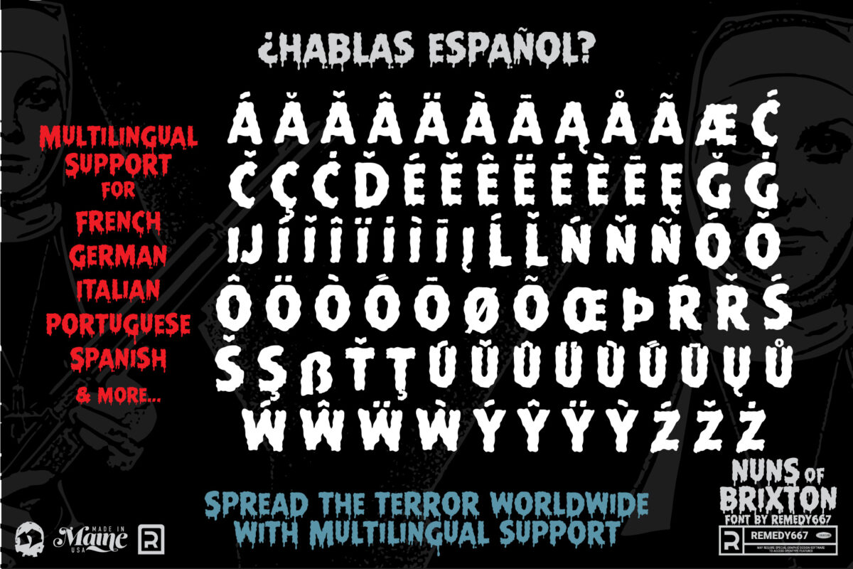 Nuns of Brixton font by Remedy667 - Multilingual Support