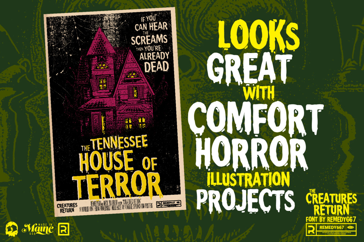 Creatures Return font by Remedy667 - Looks Great with Comfort Horror Illustration Projects