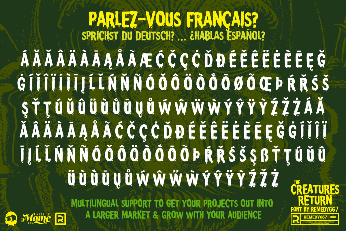 Creatures Return font by Remedy667 - Multilingual Support