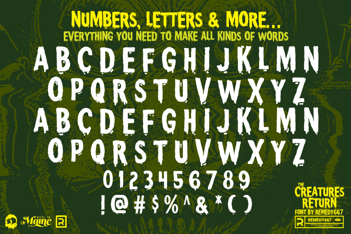 Creatures Return font by Remedy667 - Letters, Numbers & More…