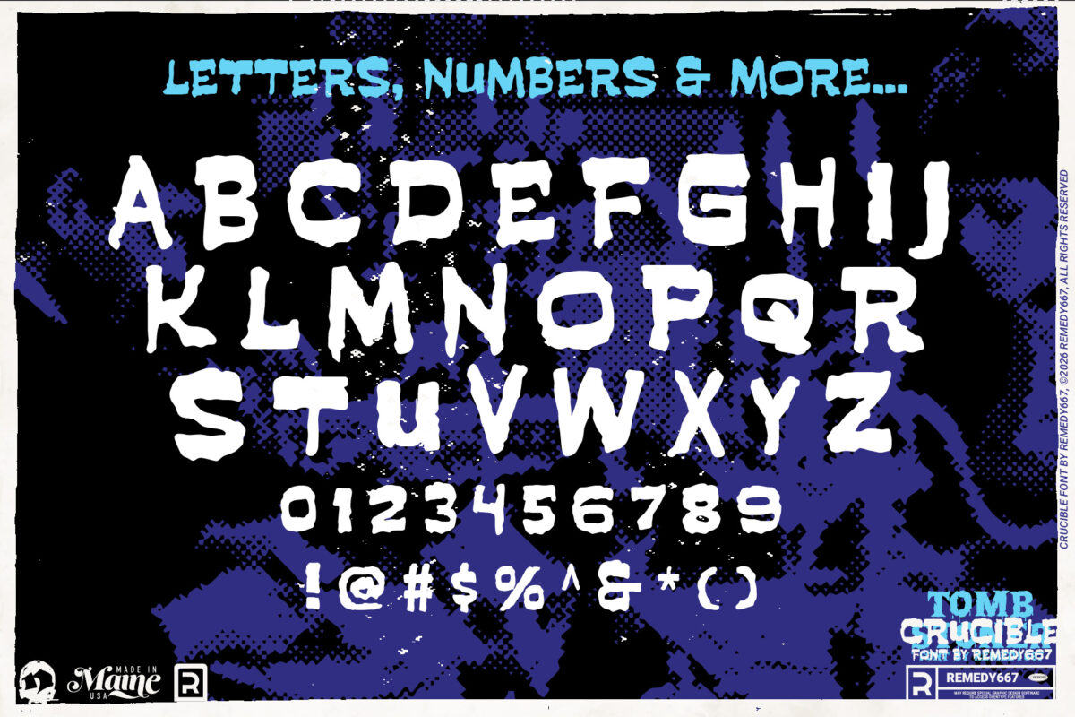 Crucible font by Remedy667 - Letters, Numbers & More…