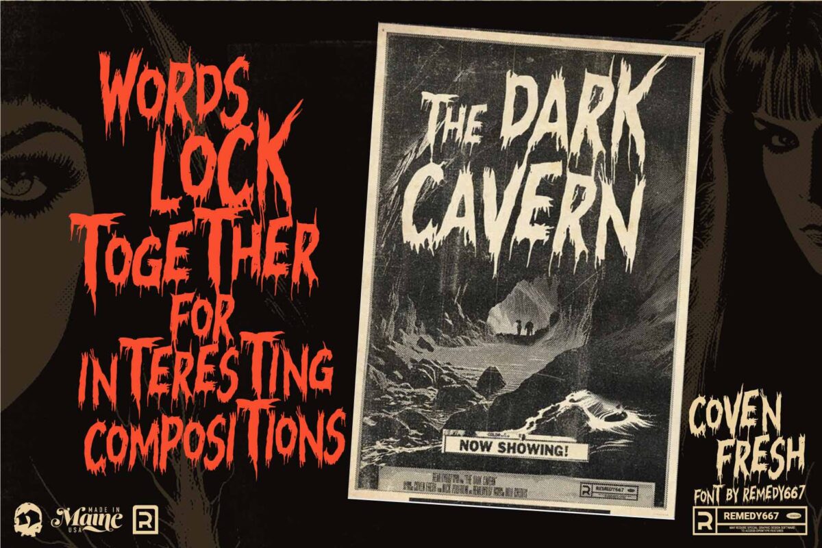 Words Lock Together for Interesting Composition, "The Dark Cavern Mockup Poster