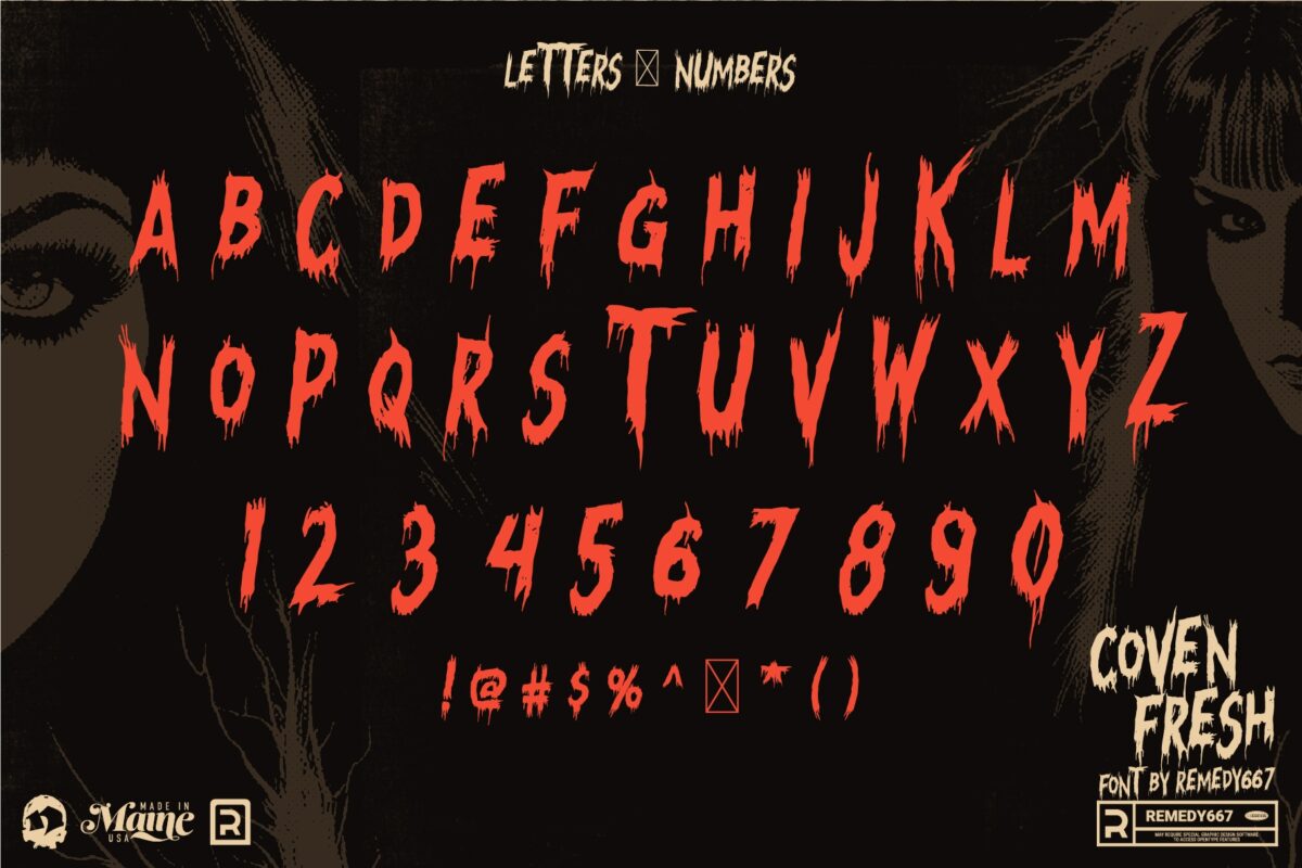 Remedy667 Coven Fresh Font - Letters & Numbers