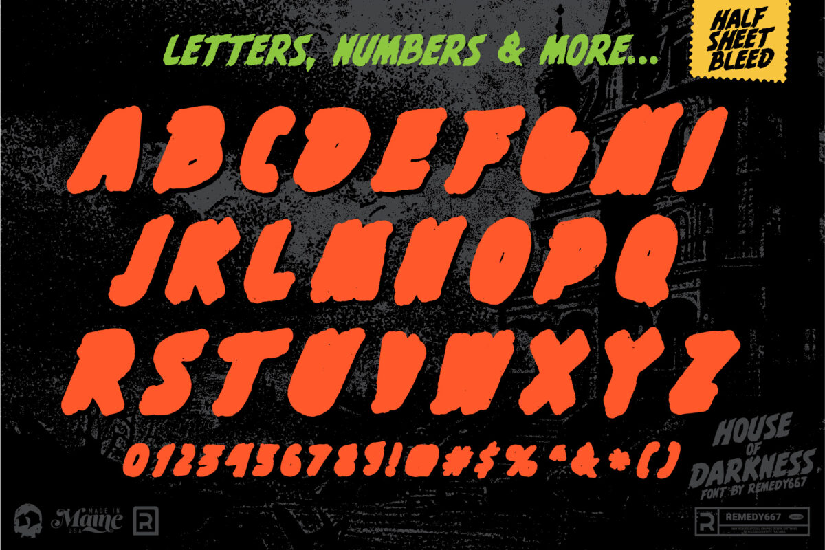 House of Darkness font by Remedy667 - Letters Numbers & More, Half Sheet Bleed