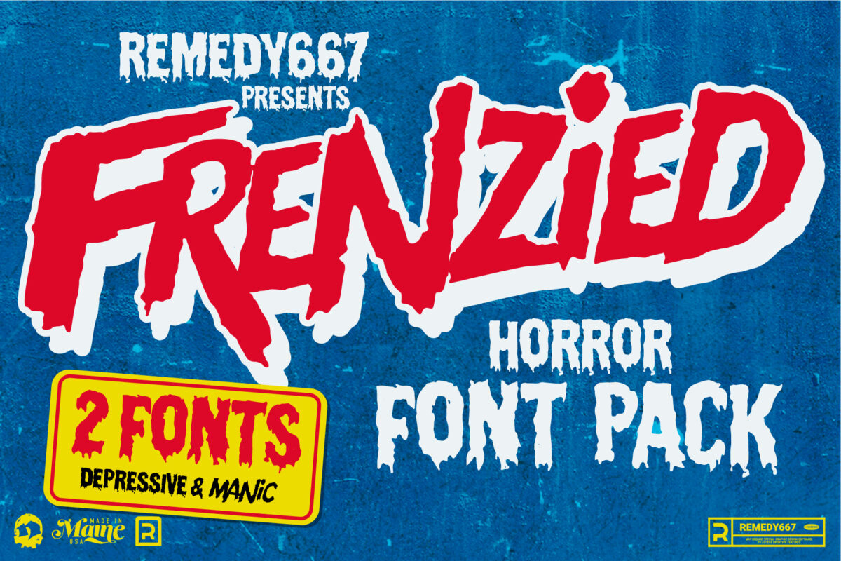 Remedy667 presents Frenzied - Horror Font Pack - 2 Fonts