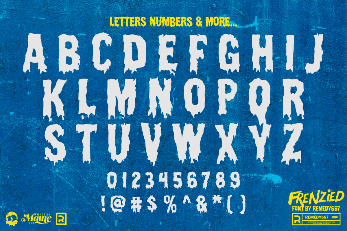 Frenzied font by Remedy667 - Letters, Numbers & More…