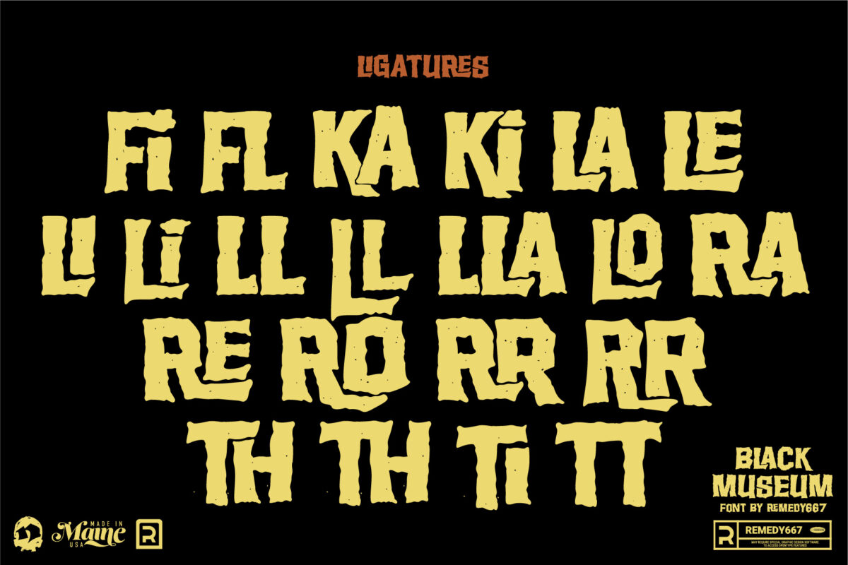 Black Museum font by Remedy667 - Ligatures