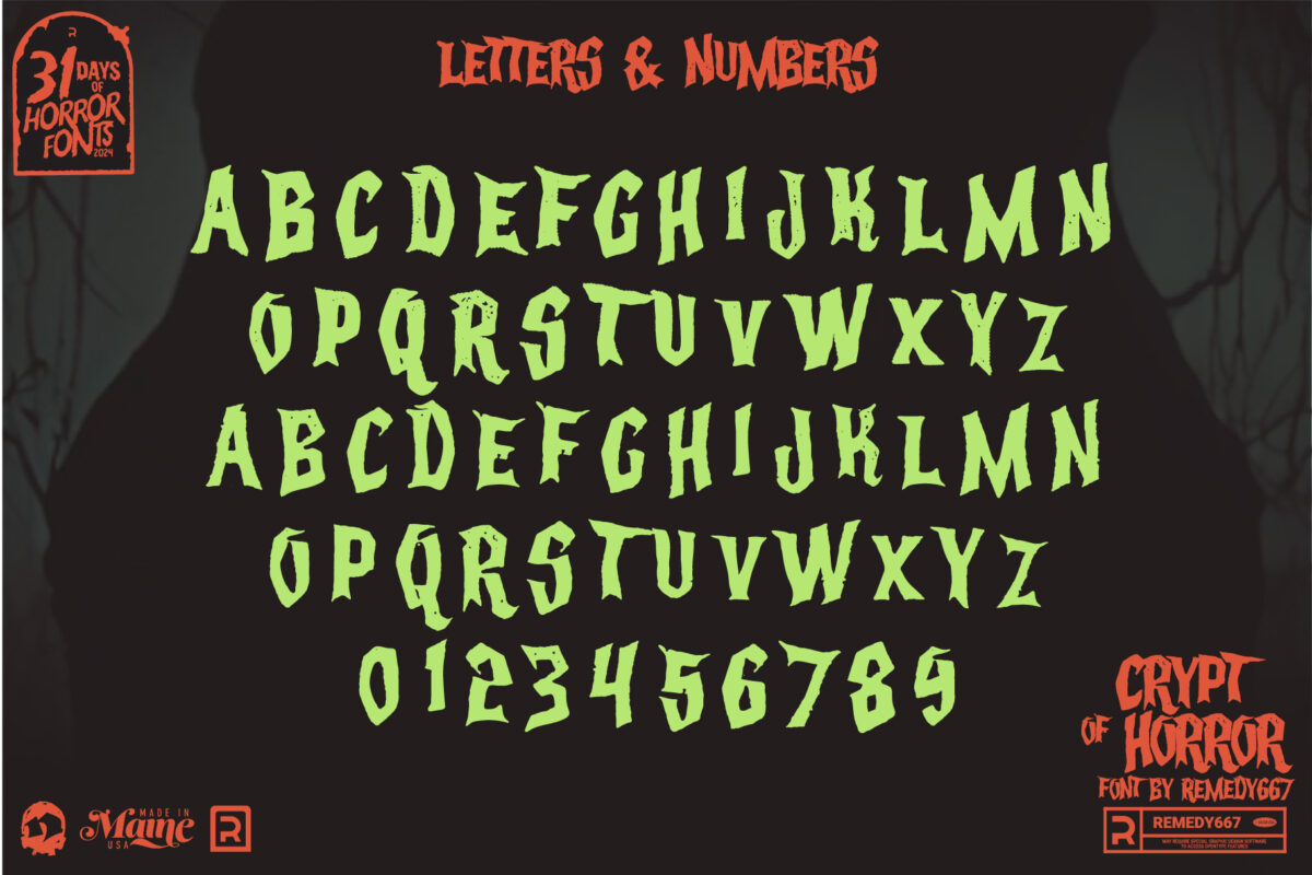Crypt of Horror font by Remedy667 - Letters, Numbers & More…