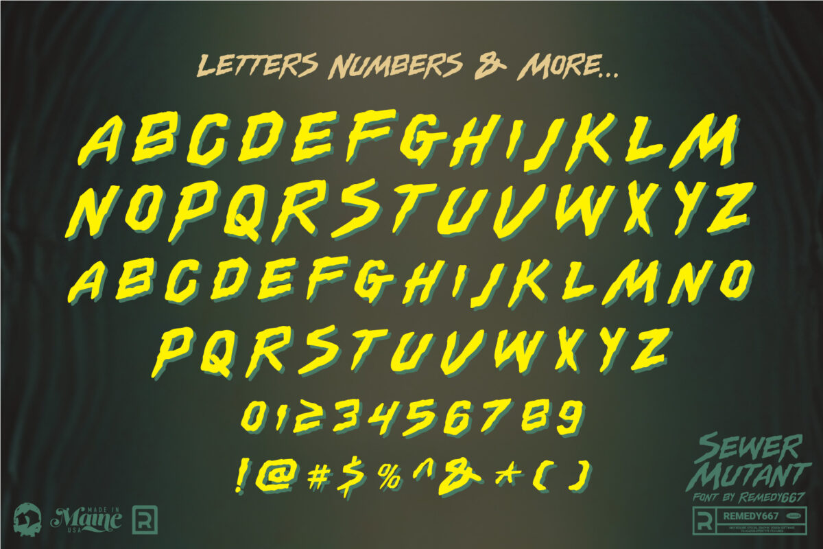 Sewer Mutant font by Remedy667 - Letters, Numbers & More…