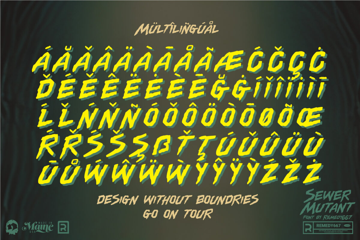 Sewer Mutant font by Remedy667 - Multilingual Support