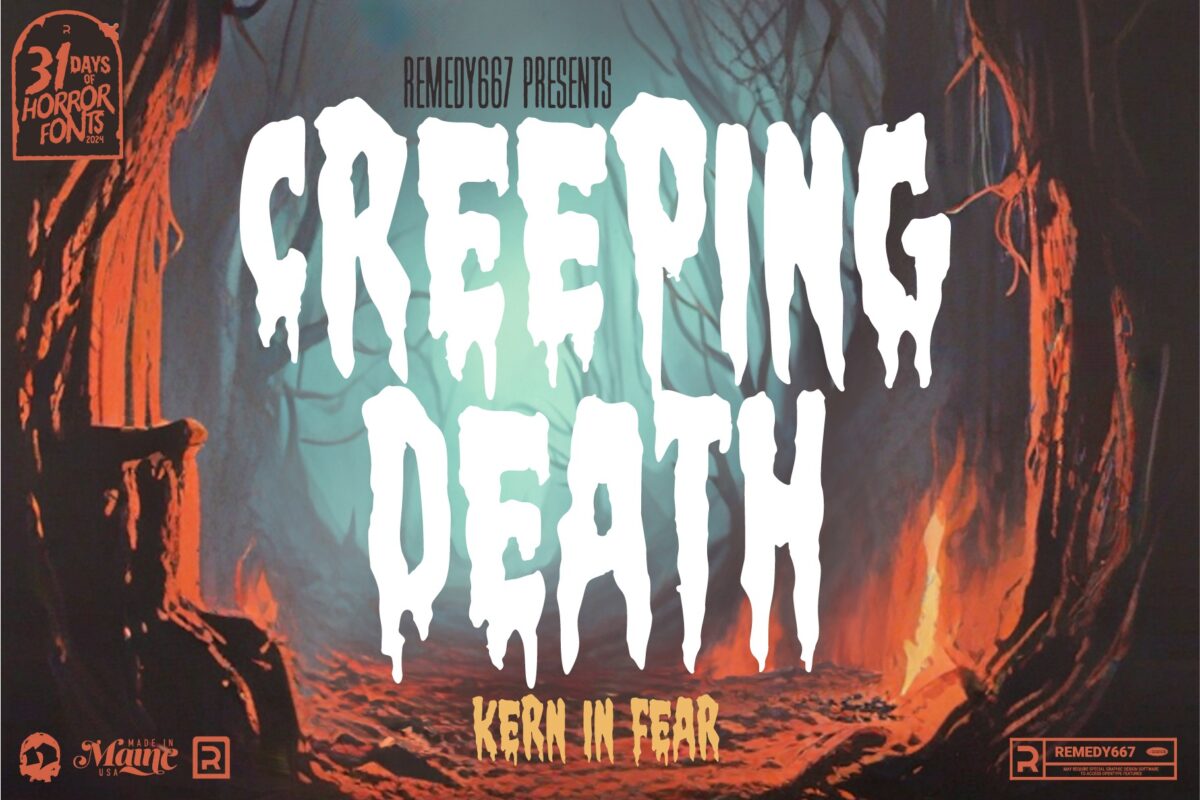 Remedy667 presents Creeping Death - A jagged horror font
