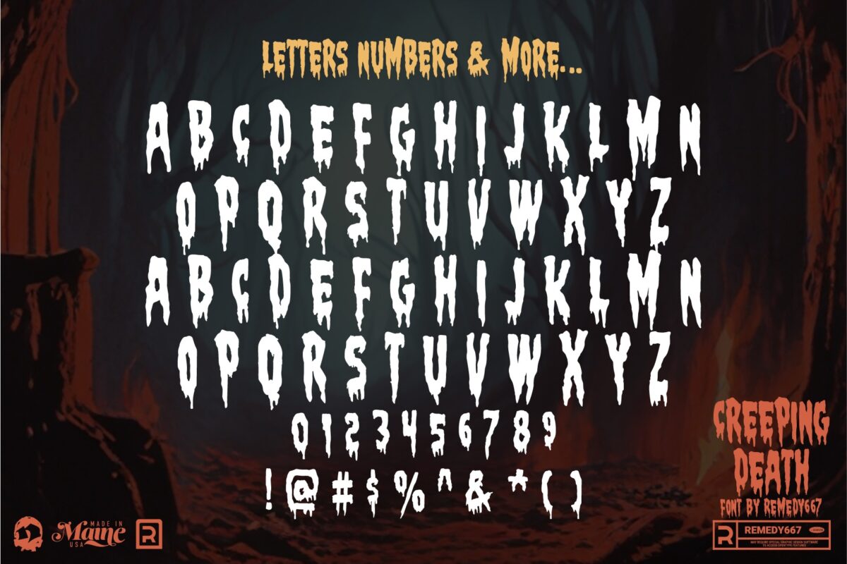 Creeping Death font by Remedy667 - Letters, Numbers & More…