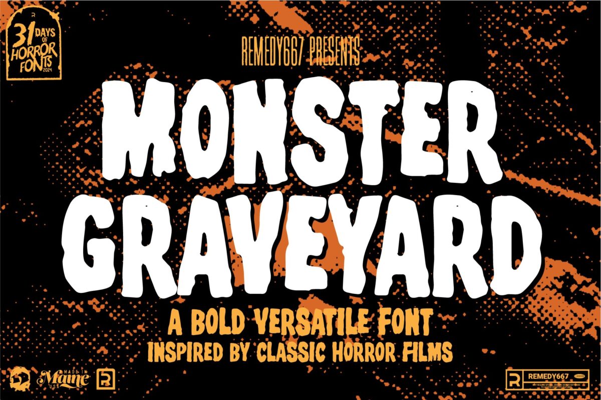 Remedy667 presents Monster Graveyard - A Bold Versatile Font inspired by classic horror films