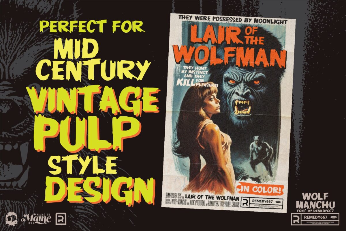 Wolf-Manchu a scratchy pulp Horror font from Remedy667