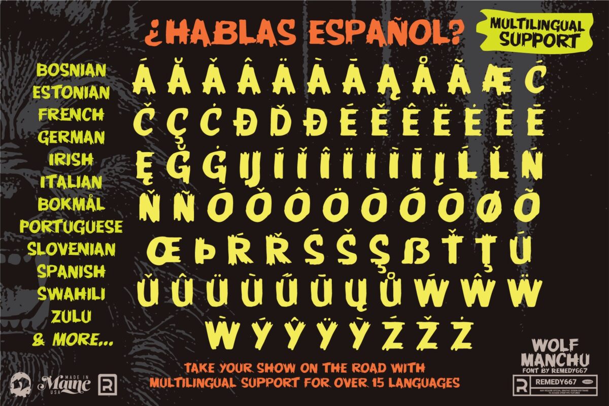 Wolf-Manchu font by Remedy667 - Multilingual Support