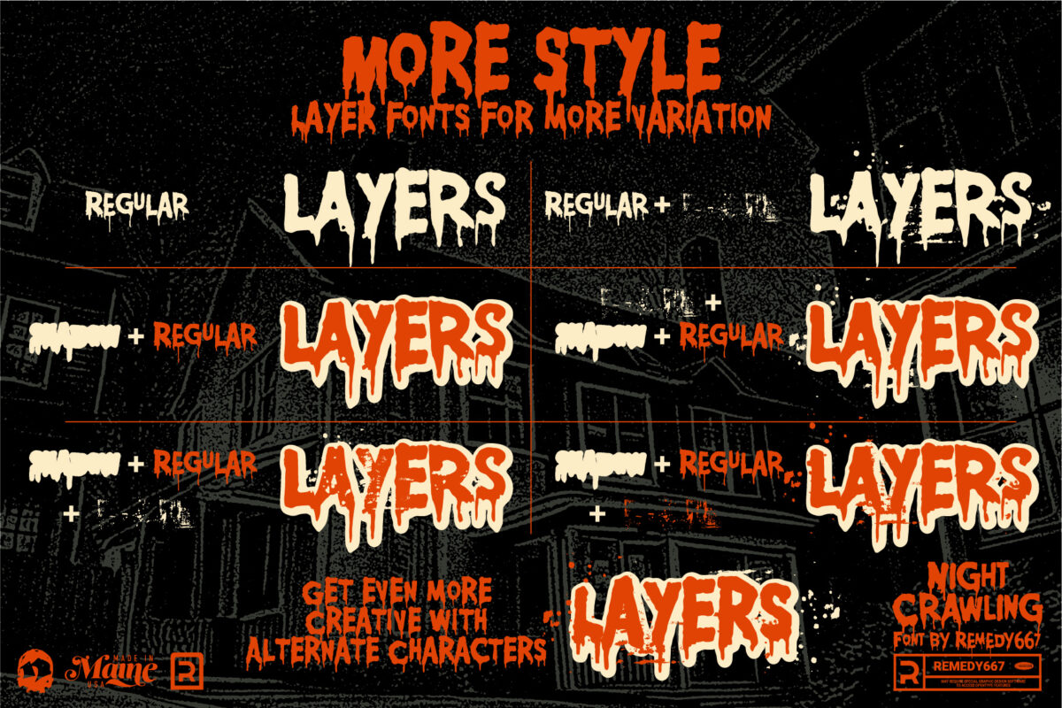 Night Crawling font by Remedy667 - More Style - Layer fonts for more variation