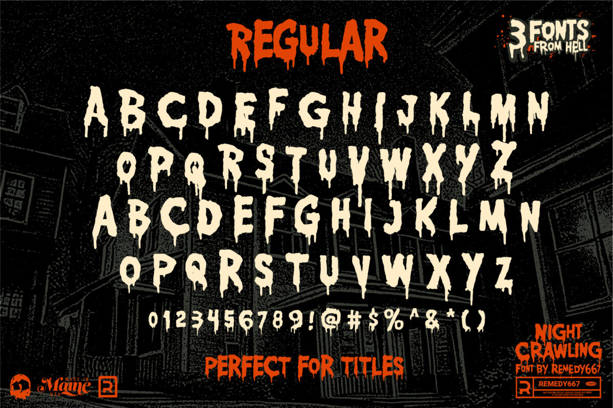 Night Crawling font by Remedy667 - Letters & Numbers