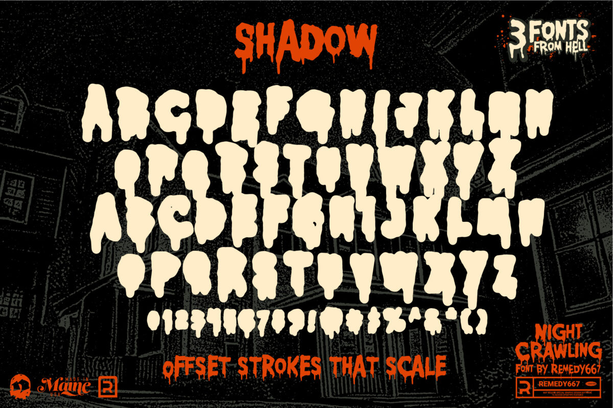 Night Crawling font by Remedy667 - Letters & Numbers