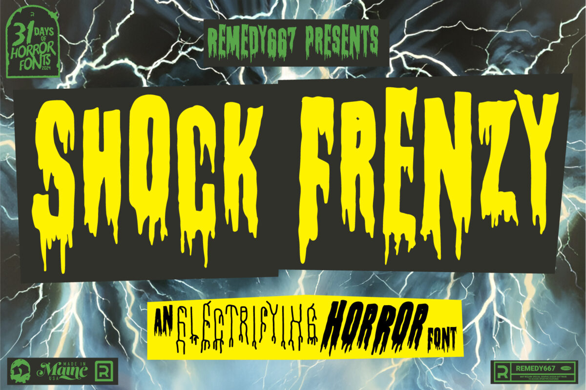 Shock Frenzy - Experimental Horror Font from Remedy667