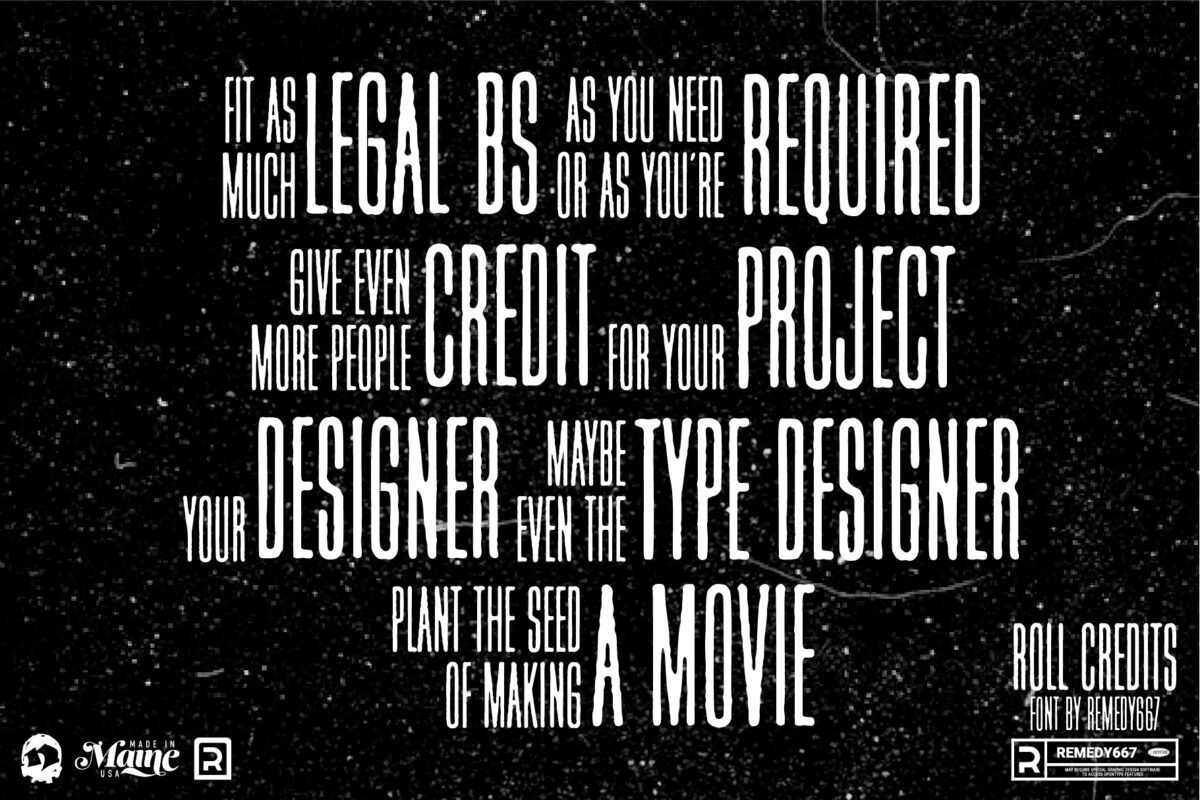 Roll Credits - Gritty Movie Poster Credit Style Font by Remedy667