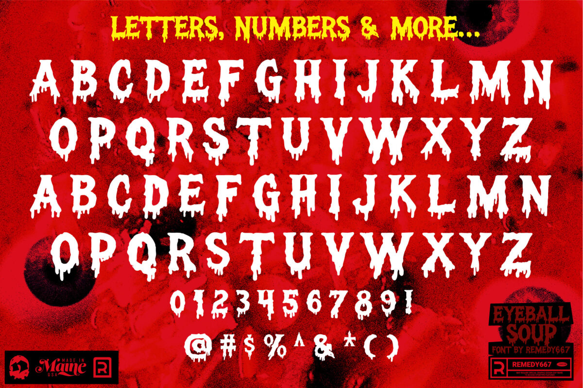 Eyeball soup font by Remedy667 - Letters, Numbers & More…