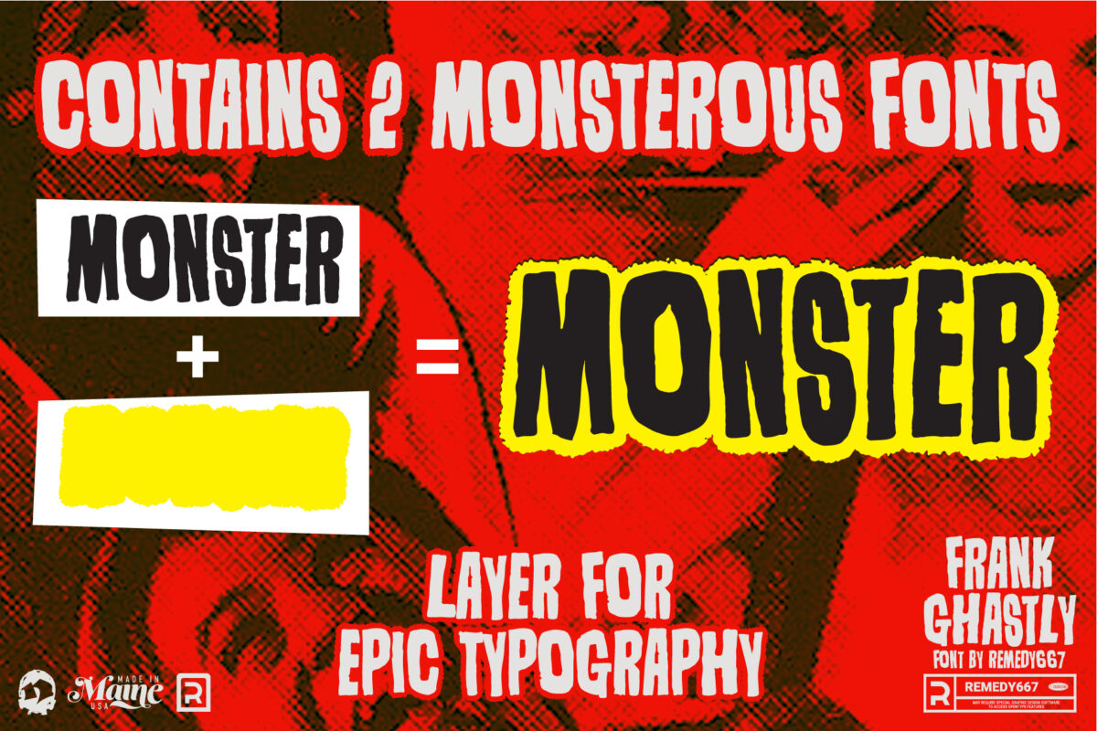 Frank Ghastly font by Remedy667 - Contains 2 Monsterous Fonts - Layer for Epic Typography
