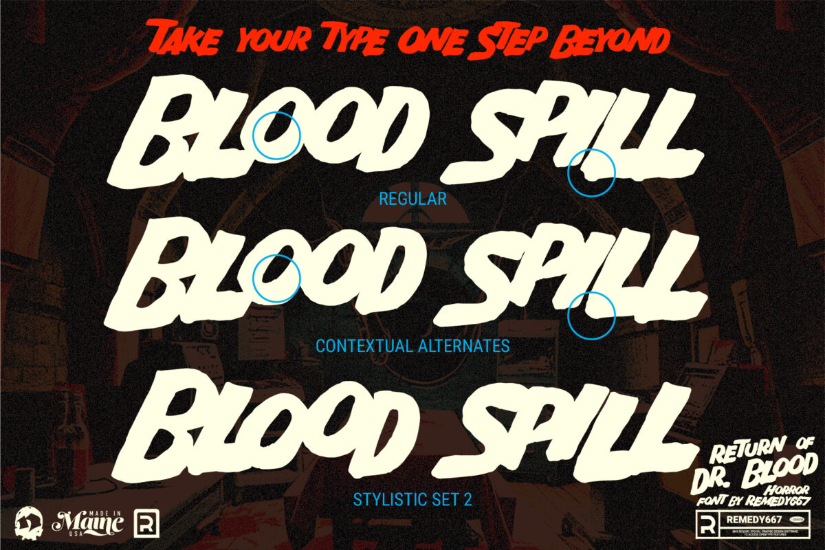 Remedy667 presents Return of Dr. Blood - Doubles Elimination - Automatically Substitute duplicate numbers & letters with contextual alternates