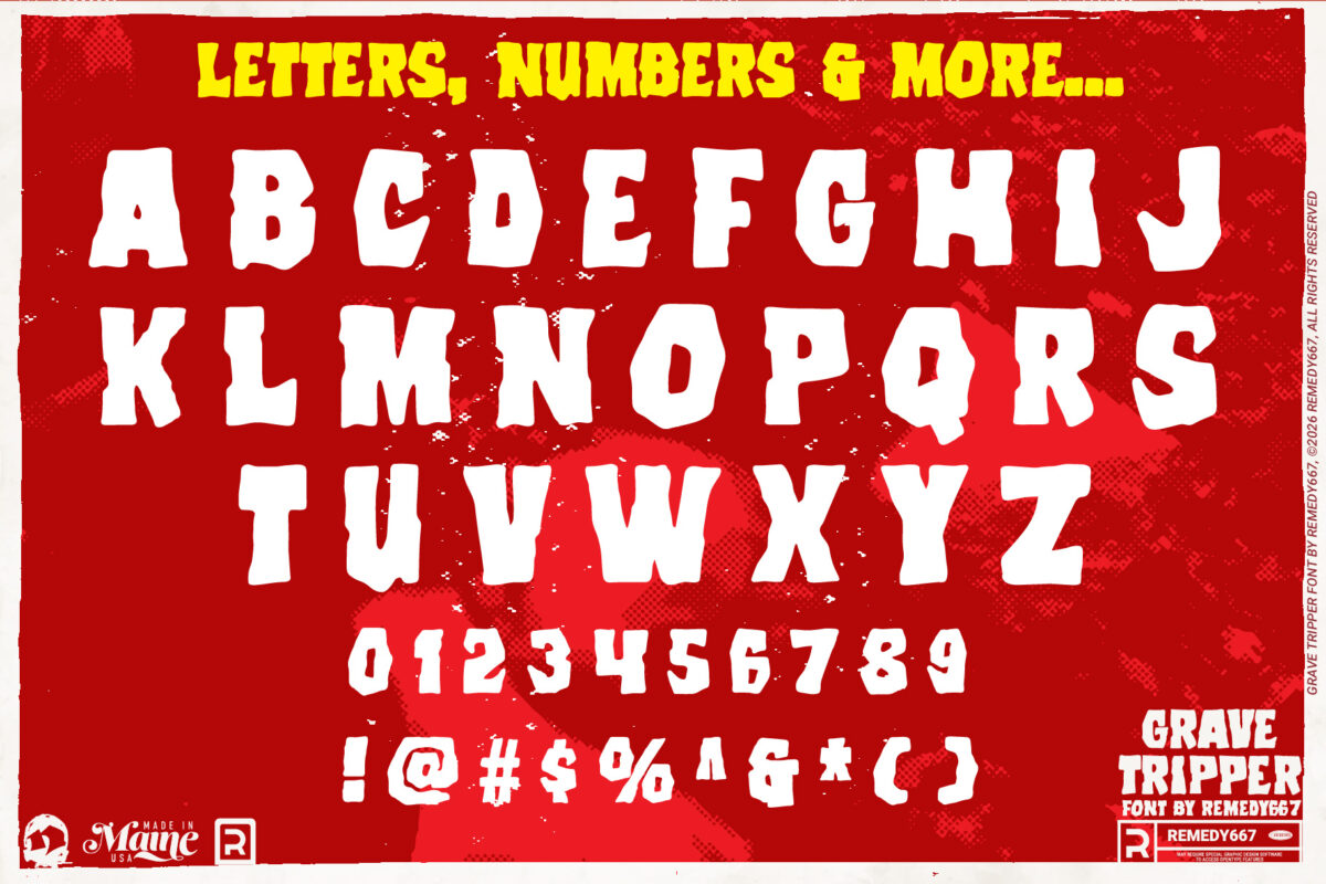 Grave Tripper font by Remedy667 - Letters, Numbers & More…