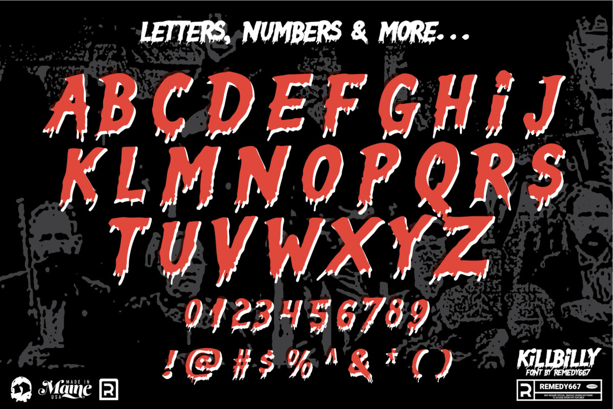 KillBilly font by Remedy667 - Letters, Numbers & More…