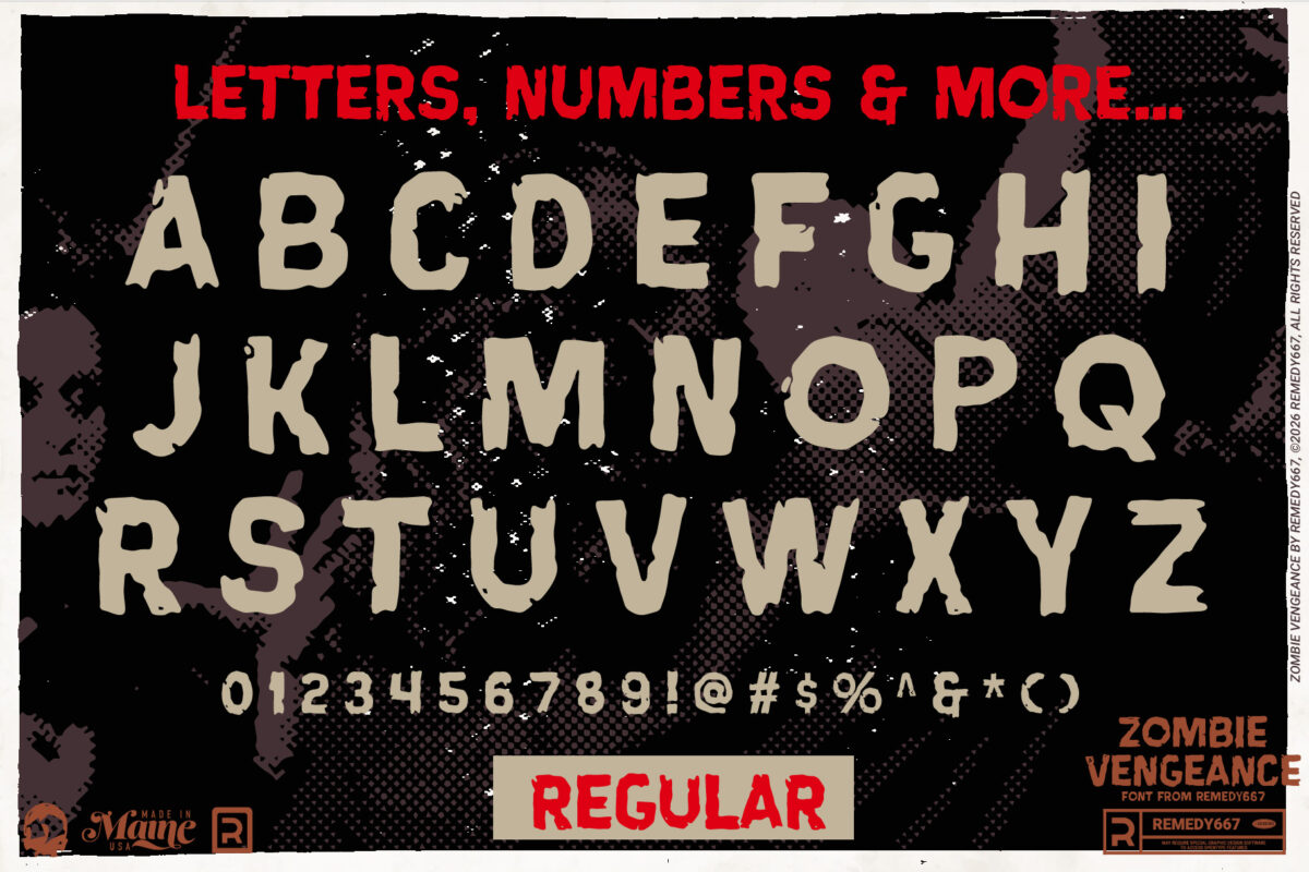 Zombie Vengeance font by Remedy667 - Letters, Numbers & More…