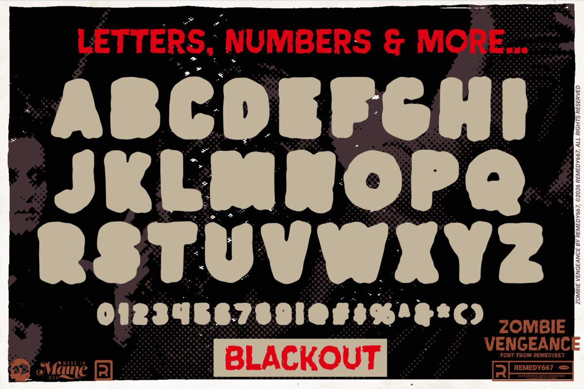 Zombie Vengeance font by Remedy667 - Letters, Numbers & More…